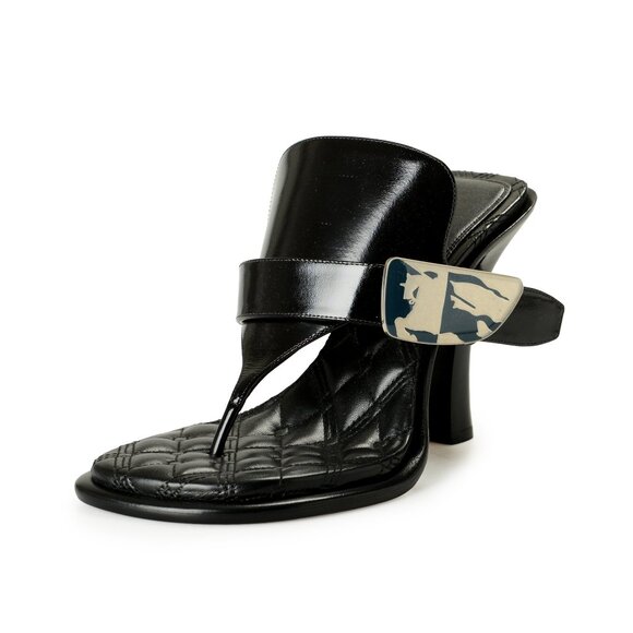 Burberry Women's "BAY" 100% Leather Heeled Mules Sandals Shoes US 7 EUR 37 - Picture 1 of 8
